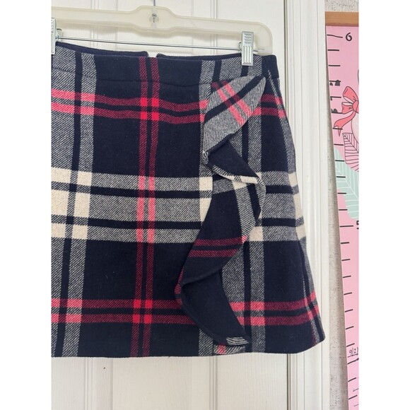 J.Crew Womens Wool Double-serge White Blue Red Mini Skirt Size 4 Womens - Picture 2 of 6